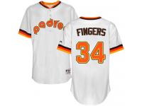 White Rollie Fingers Men #34 Majestic MLB San Diego Padres 1984 Turn Back The Clock Jersey