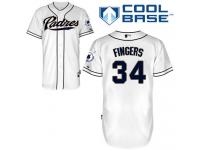 White Rollie Fingers Men #34 Majestic MLB San Diego Padres Cool Base Home Jersey