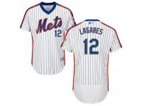 White-Royal Juan Lagares Men #12 Majestic MLB New York Mets Flexbase Collection Jersey