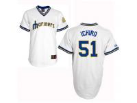 White Throwback Ichiro Suzuki Men #51 Majestic MLB Seattle Mariners Cooperstown Jersey