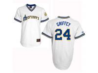 White Throwback Ken Griffey Men #24 Majestic MLB Seattle Mariners Cooperstown Jersey