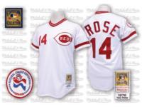 White Throwback Pete Rose Men #14 Mitchell And Ness MLB Cincinnati Reds Jersey