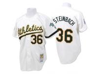 White Throwback Terry Steinbach Men #36 Mitchell And Ness MLB Oakland Athletics Jersey