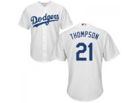 White Trayce Thompson Authentic Player Men #21 Majestic MLB Los Angeles Dodgers 2016 New Cool Base Jersey
