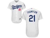 White Trayce Thompson Men #21 Majestic MLB Los Angeles Dodgers Flexbase Collection Jersey