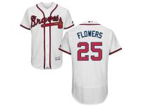 White Tyler Flowers Men #25 Majestic MLB Atlanta Braves Flexbase Collection Jersey