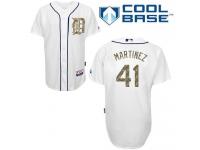 White Victor Martinez Men #41 Majestic MLB Detroit Tigers USMC Cool Base Jersey