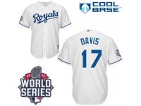 White Wade Davis Men #17 Majestic MLB Kansas City Royals 2015 World Series Cool Base Home Jersey