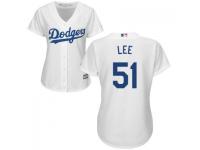 White Zach Lee Authentic Player Women #51 Majestic MLB Los Angeles Dodgers 2016 New Cool Base Jersey