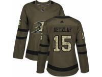 Women Adidas Anaheim Ducks #15 Ryan Getzlaf Green Salute to Service NHL Jersey