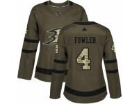 Women Adidas Anaheim Ducks #4 Cam Fowler Green Salute to Service NHL Jersey