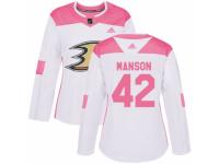 Women Adidas Anaheim Ducks #42 Josh Manson White/Pink Fashion NHL Jersey