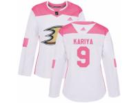 Women Adidas Anaheim Ducks #9 Paul Kariya White/Pink Fashion NHL Jersey