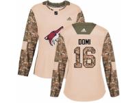 Women Adidas Arizona Coyotes #16 Max Domi Camo Veterans Day Practice NHL Jersey