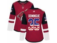 Women Adidas Arizona Coyotes #35 Louis Domingue Red USA Flag Fashion NHL Jersey