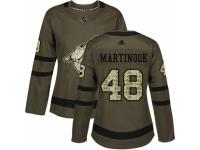 Women Adidas Arizona Coyotes #48 Jordan Martinook Green Salute to Service NHL Jersey