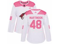 Women Adidas Arizona Coyotes #48 Jordan Martinook White/Pink Fashion NHL Jersey