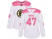 Women Adidas Boston Bruins #47 Torey Krug White/Pink Fashion NHL Jersey