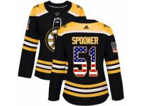 Women Adidas Boston Bruins #51 Ryan Spooner Black USA Flag Fashion NHL Jersey