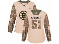 Women Adidas Boston Bruins #51 Ryan Spooner Camo Veterans Day Practice NHL Jersey