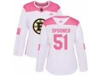 Women Adidas Boston Bruins #51 Ryan Spooner White/Pink Fashion NHL Jersey
