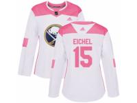 Women Adidas Buffalo Sabres #15 Jack Eichel White/Pink Fashion NHL Jersey