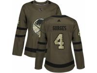 Women Adidas Buffalo Sabres #4 Josh Gorges Green Salute to Service NHL Jersey