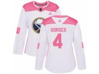 Women Adidas Buffalo Sabres #4 Josh Gorges White/Pink Fashion NHL Jersey