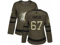 Women Adidas Calgary Flames #67 Michael Frolik Green Salute to Service NHL Jersey