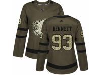 Women Adidas Calgary Flames #93 Sam Bennett Green Salute to Service NHL Jersey