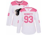 Women Adidas Calgary Flames #93 Sam Bennett White/Pink Fashion NHL Jersey