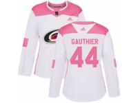 Women Adidas Carolina Hurricanes #44 Julien Gauthier White/Pink Fashion NHL Jersey