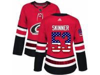 Women Adidas Carolina Hurricanes #53 Jeff Skinner Red USA Flag Fashion NHL Jersey