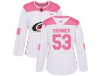 Women Adidas Carolina Hurricanes #53 Jeff Skinner White/Pink Fashion NHL Jersey