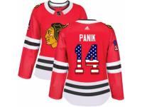 Women Adidas Chicago Blackhawks #14 Richard Panik Red USA Flag Fashion NHL Jersey