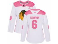 Women Adidas Chicago Blackhawks #6 Michal Kempny White/Pink Fashion NHL Jersey