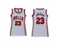 Women Adidas Chicago Bulls #23 Michael Jordan Swingman White Dress NBA Jersey