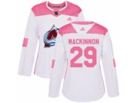 Women Adidas Colorado Avalanche #29 Nathan MacKinnon White/Pink Fashion NHL Jersey