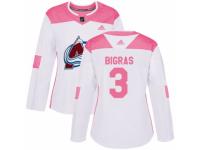 Women Adidas Colorado Avalanche #3 Chris Bigras White/Pink Fashion NHL Jersey