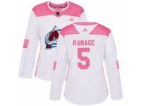Women Adidas Colorado Avalanche #5 Rob Ramage White/Pink Fashion NHL Jersey