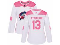 Women Adidas Columbus Blue Jackets #13 Cam Atkinson White/Pink Fashion NHL Jersey