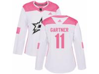 Women Adidas Dallas Stars #11 Mike Gartner White/Pink Fashion NHL Jersey