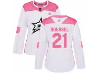 Women Adidas Dallas Stars #21 Antoine Roussel White/Pink Fashion NHL Jersey
