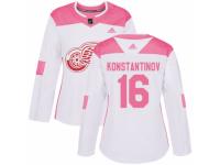 Women Adidas Detroit Red Wings #16 Vladimir Konstantinov White/Pink Fashion NHL Jersey