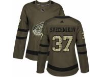 Women Adidas Detroit Red Wings #37 Evgeny Svechnikov Green Salute to Service NHL Jersey