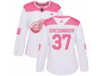 Women Adidas Detroit Red Wings #37 Evgeny Svechnikov White/Pink Fashion NHL Jersey