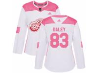 Women Adidas Detroit Red Wings #83 Trevor Daley White/Pink Fashion NHL Jersey