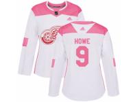 Women Adidas Detroit Red Wings #9 Gordie Howe White/Pink Fashion NHL Jersey