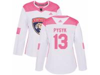 Women Adidas Florida Panthers #13 Mark Pysyk White/Pink Fashion NHL Jersey