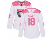 Women Adidas Florida Panthers #18 Micheal Haley White/Pink Fashion NHL Jersey